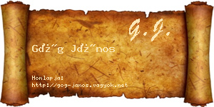 Góg János névjegykártya